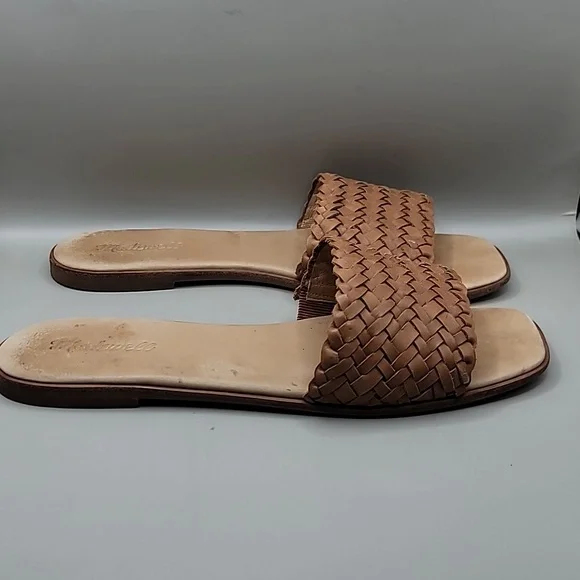 Madewell Lianne Slide Sandals Women's Size 10 Tan Woven Leather Bohemian Casual - Picture 2 of 6